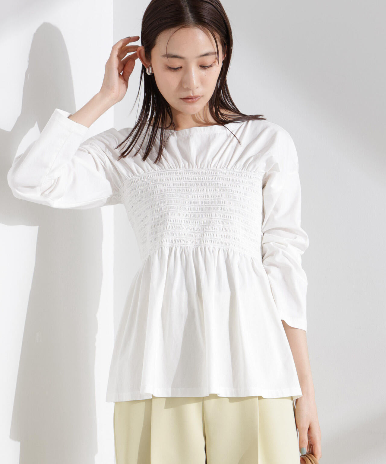 シャーリングデザインカットソー
