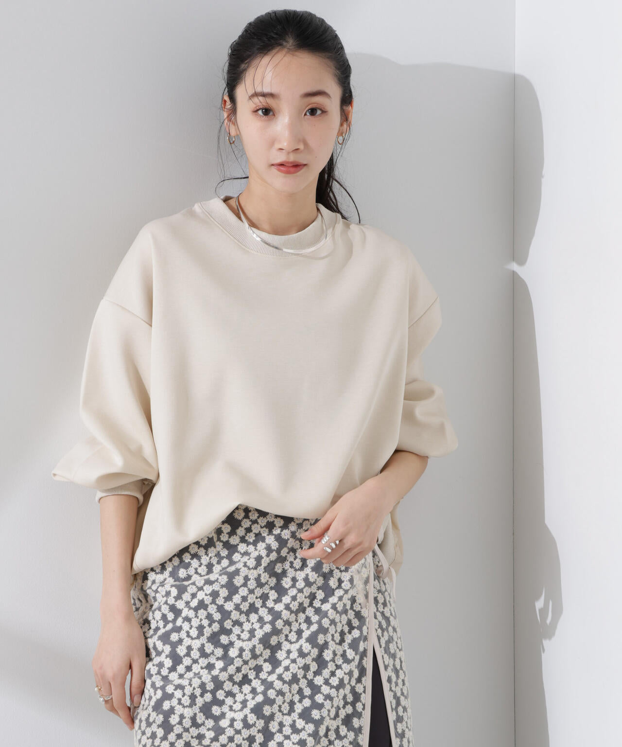 布帛コンビポンチカットトップス