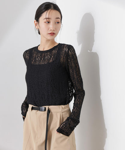 シアーレースカットトップス