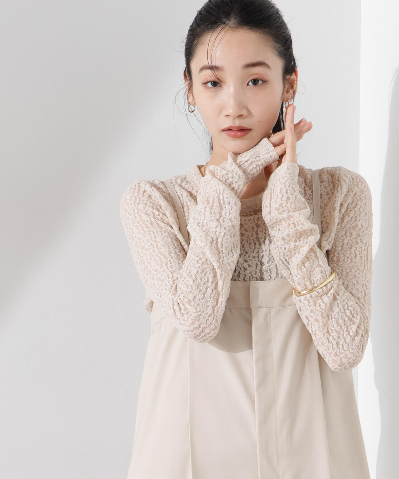 シアーレースカットトップス