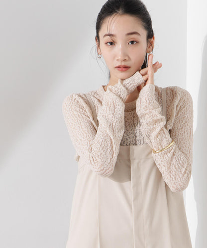 シアーレースカットトップス