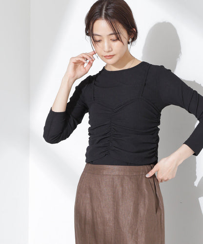 シャーリングビスチェセットカットトップス