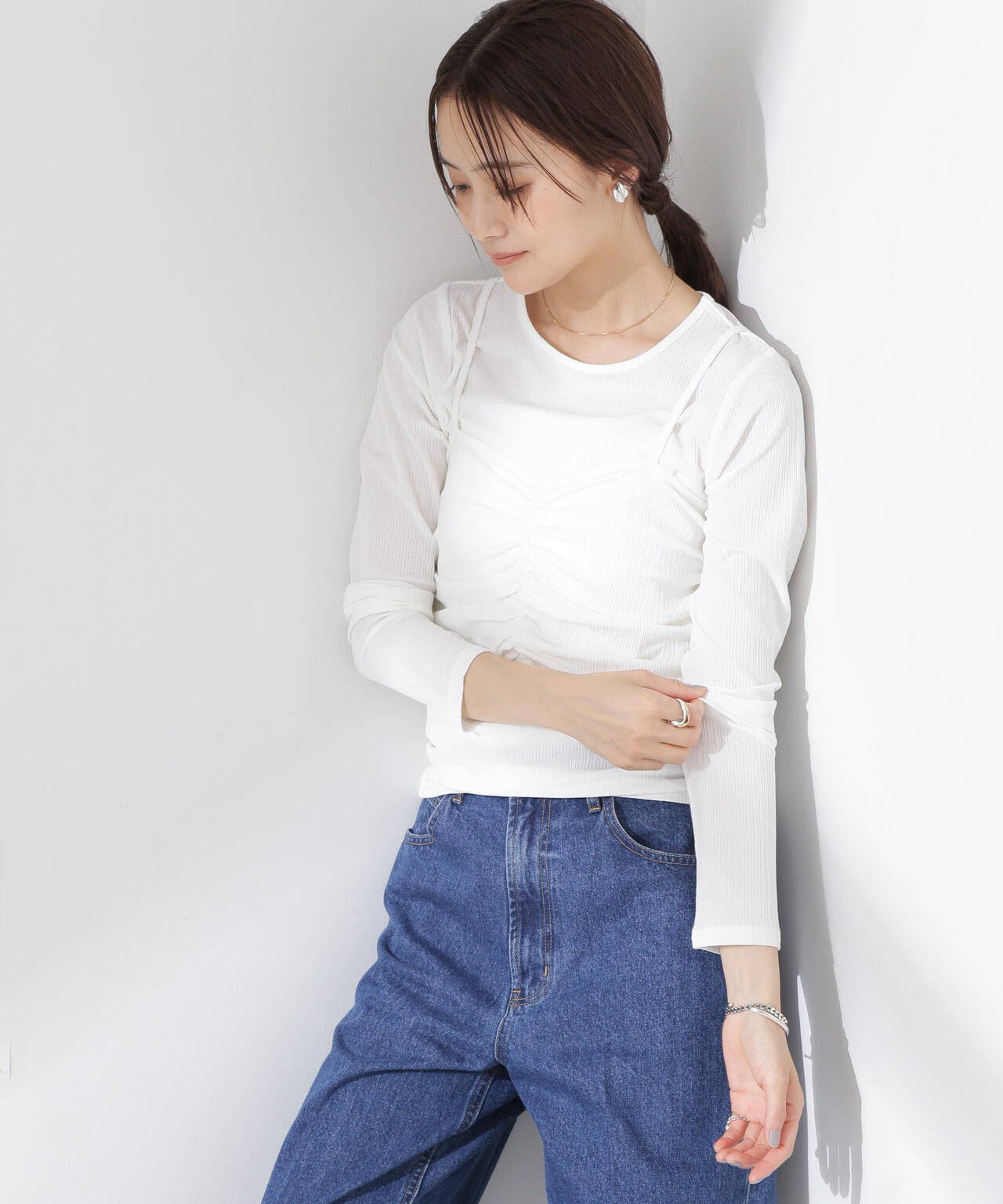 シャーリングビスチェセットカットトップス