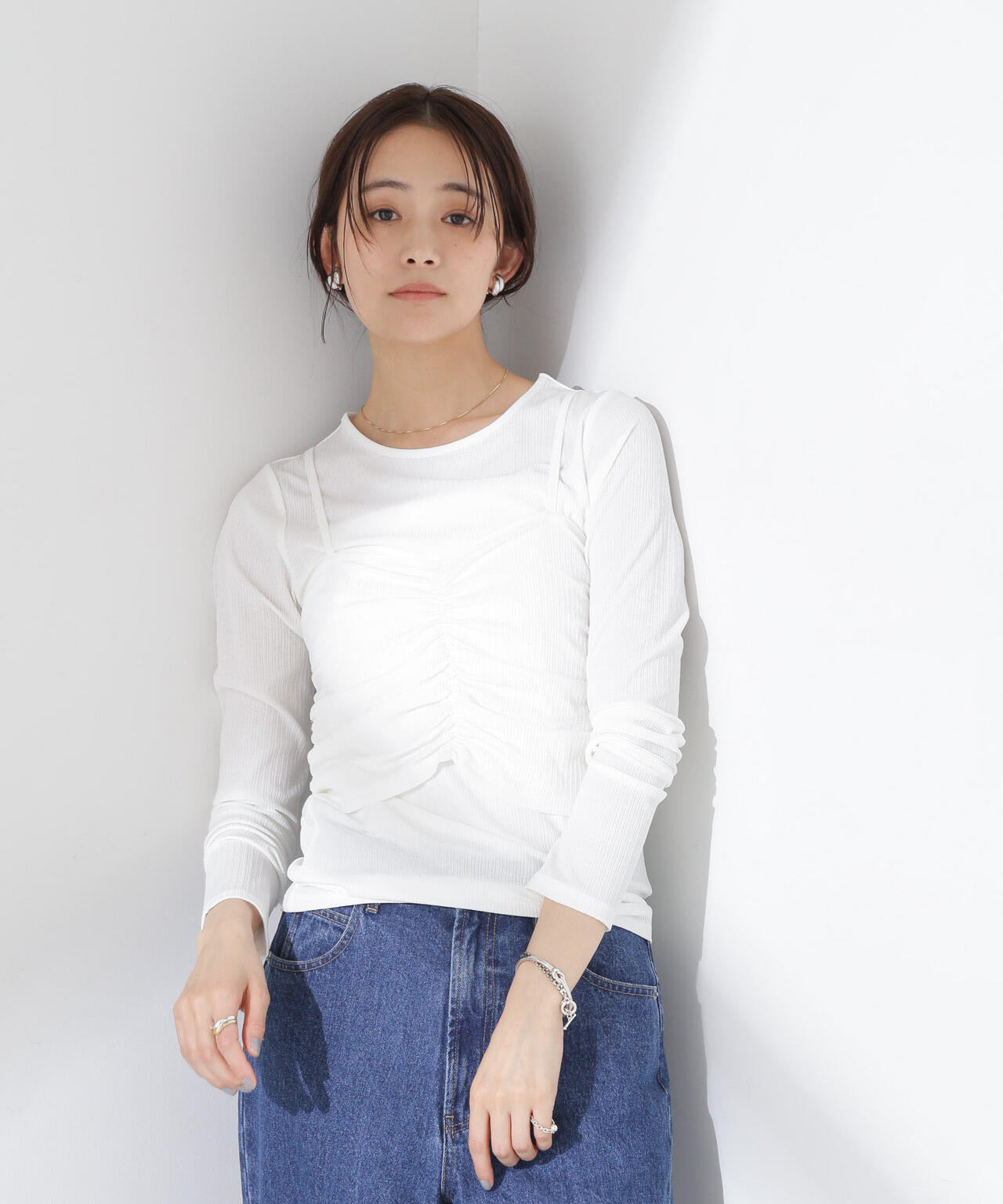 シャーリングビスチェセットカットトップス