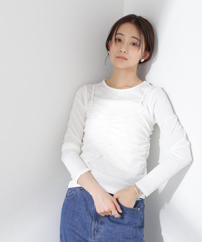 シャーリングビスチェセットカットトップス