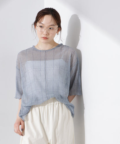 楊柳チェックシアーカットTシャツ