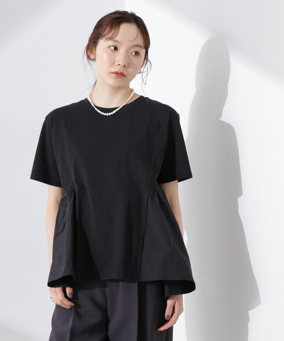 布帛コンビギャザー切替カットトップス