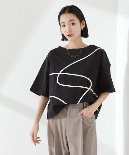コード刺繍クルーネックカットトップス
