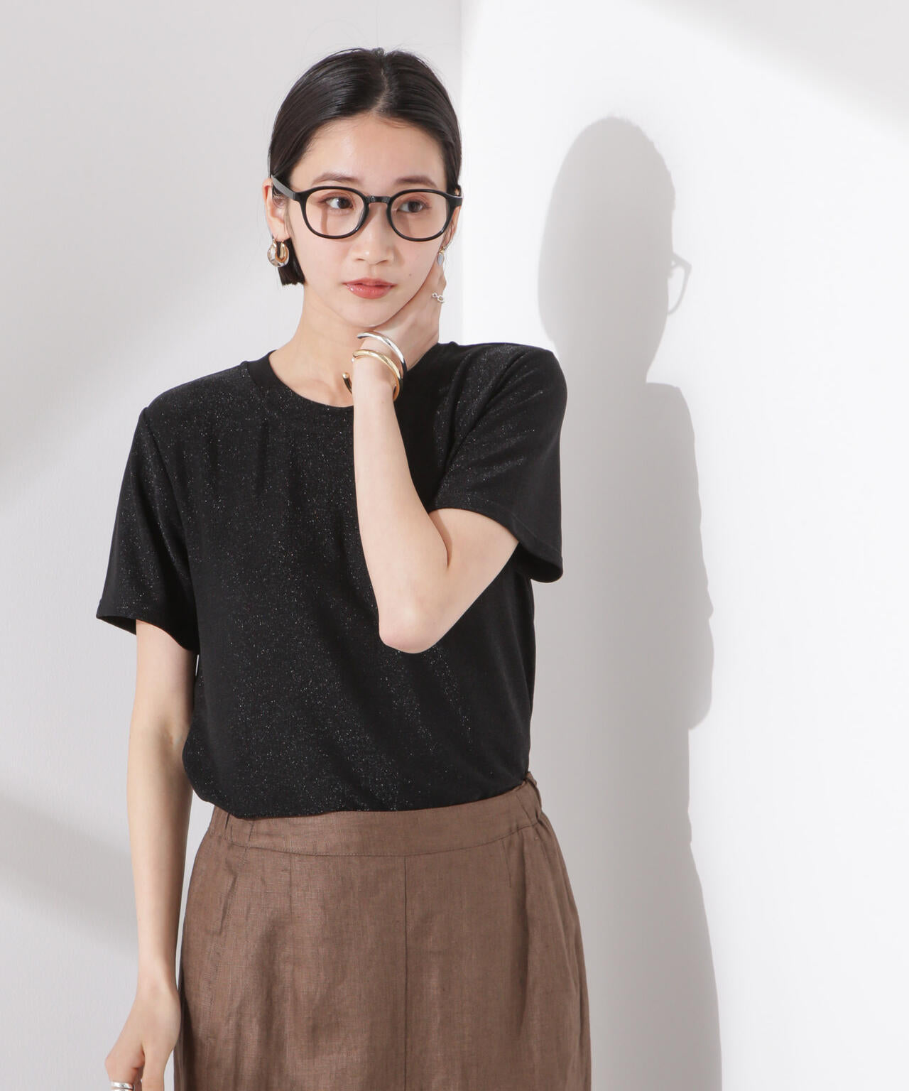 ラメカットクルーネックＴシャツ