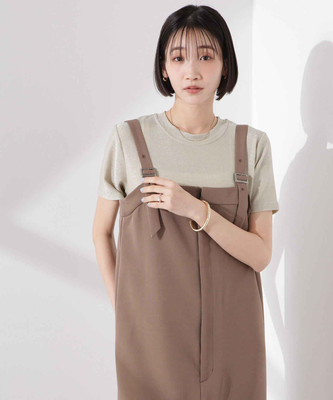 ラメカットクルーネックＴシャツ