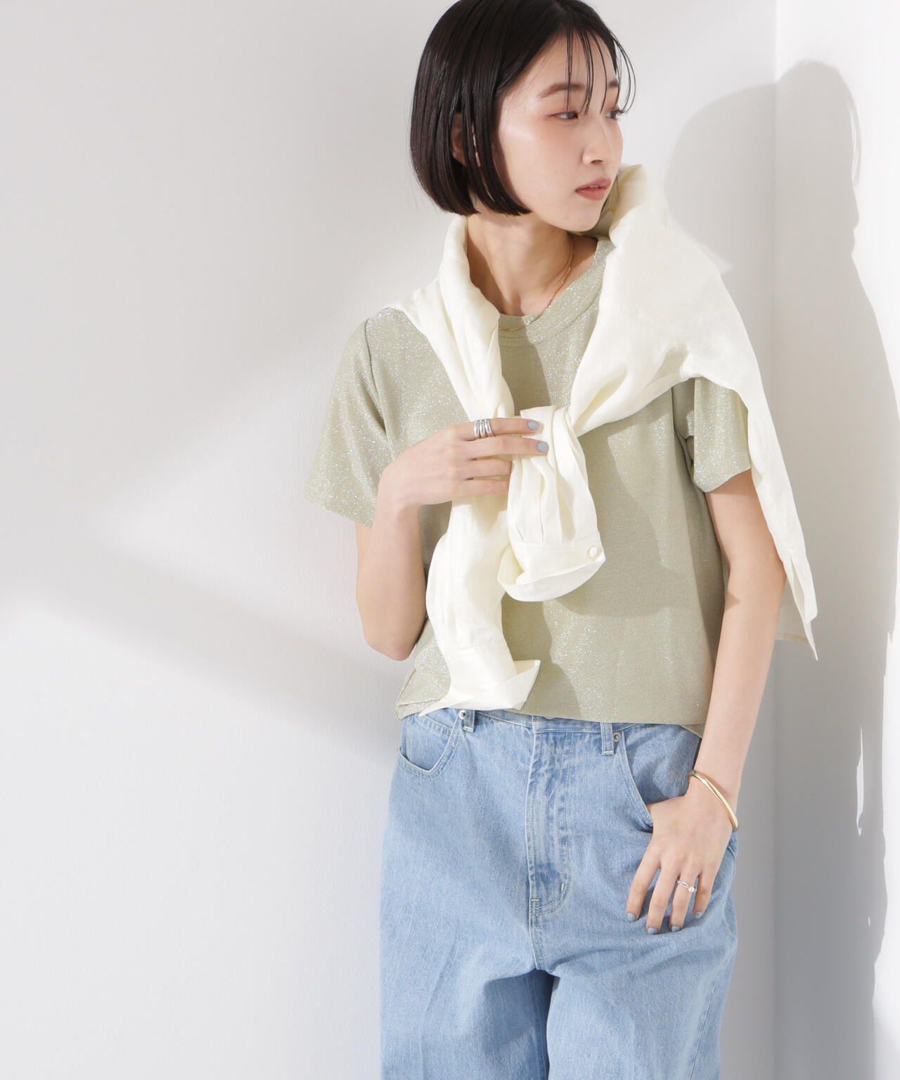 ラメカットクルーネックＴシャツ