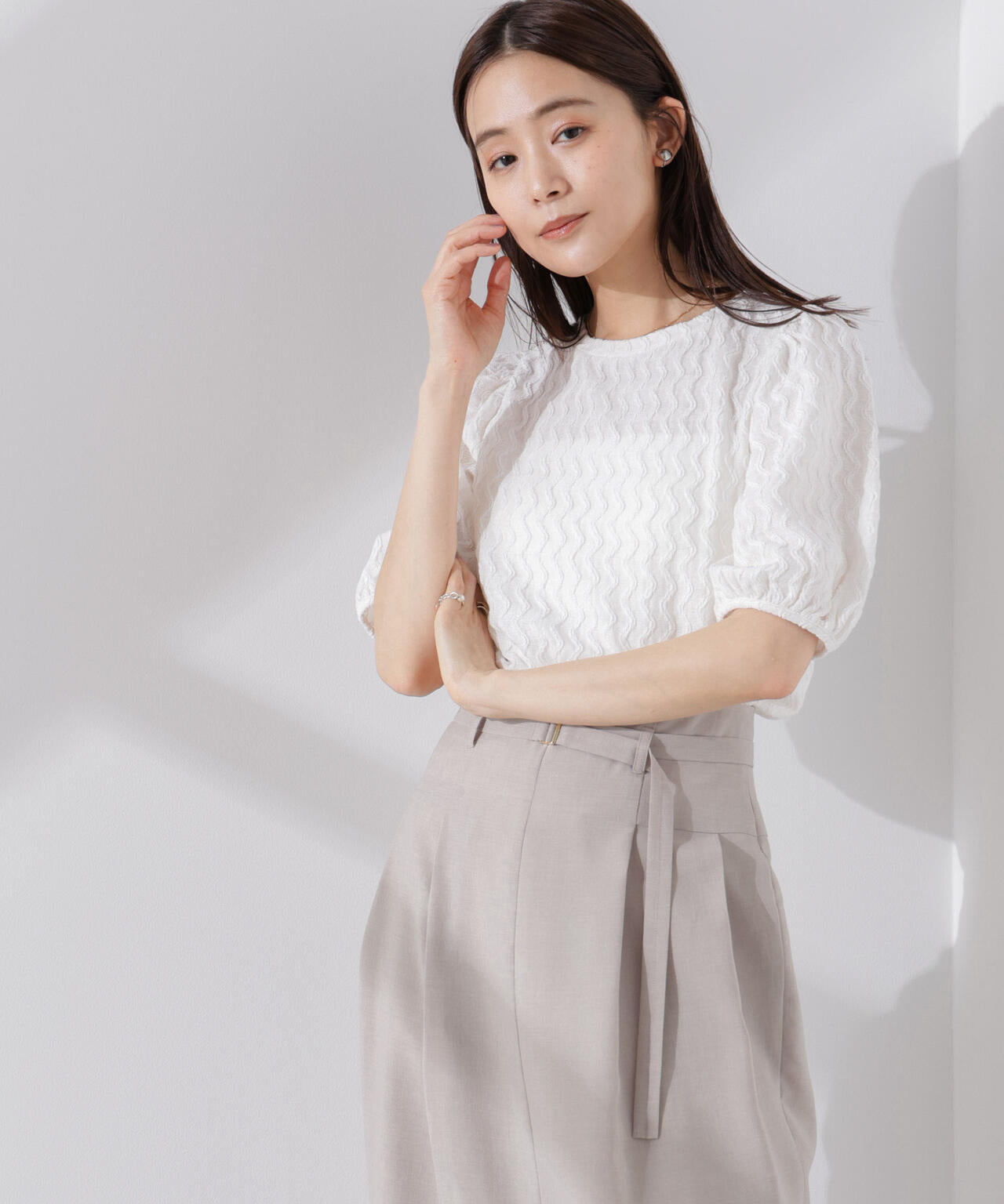 ウェーブジャガードボリュームスリーブプルオーバー