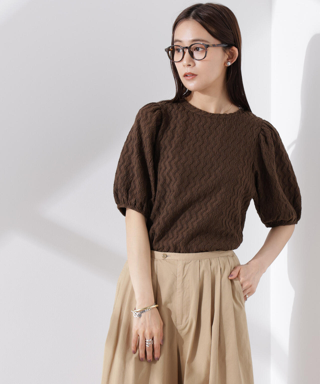 ウェーブジャガードボリュームスリーブプルオーバー