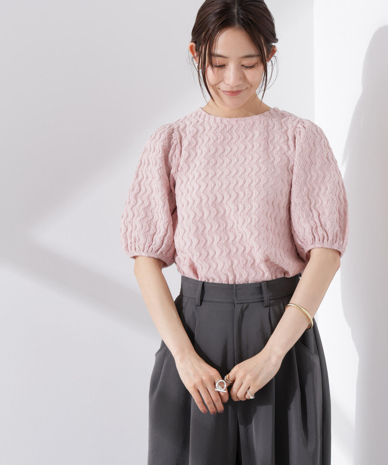 ウェーブジャガードボリュームスリーブプルオーバー