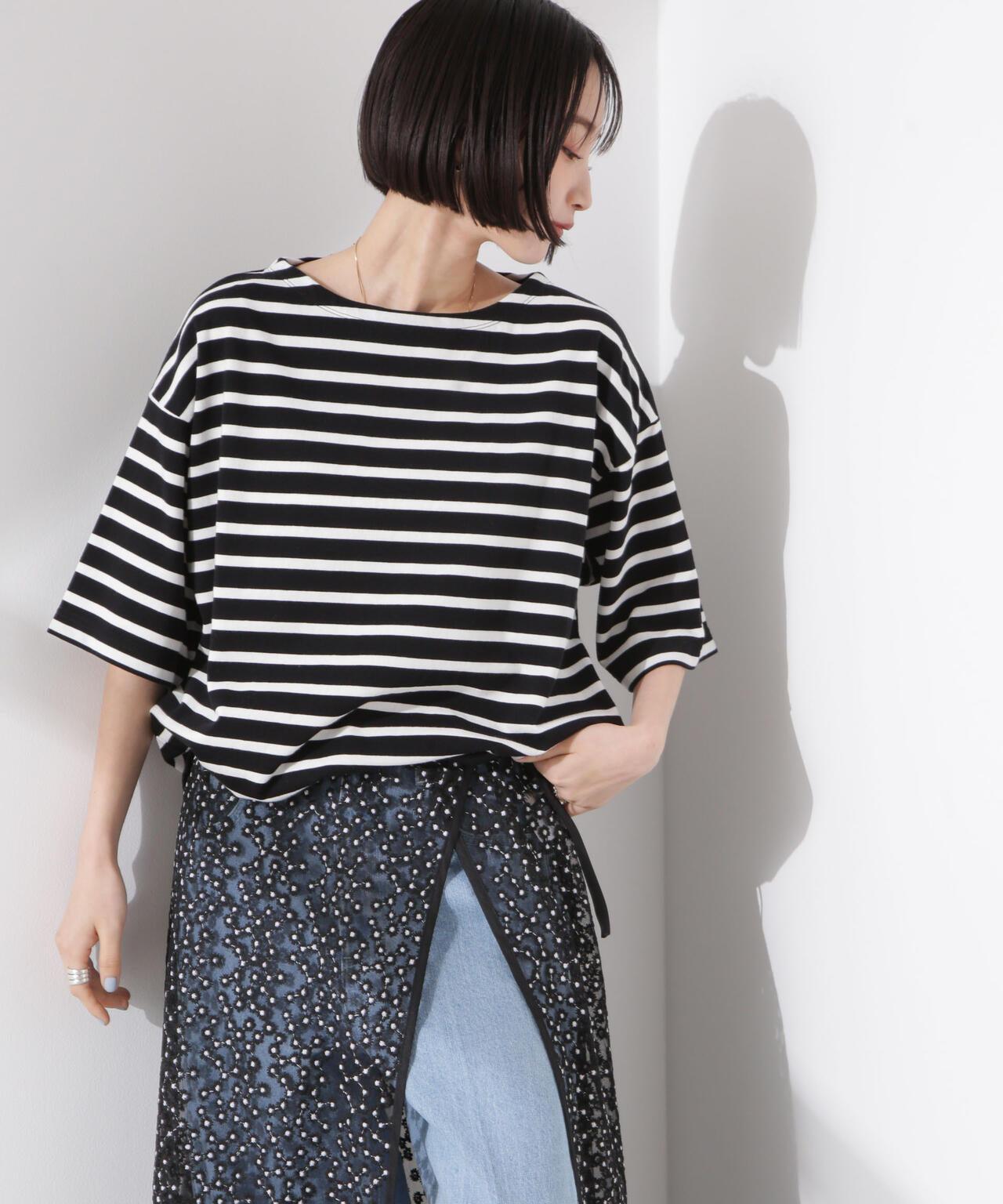 パネルボーダーワイドトップス