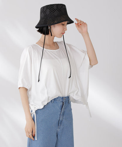 吸水速乾抗菌防臭クロップドドロストトップス