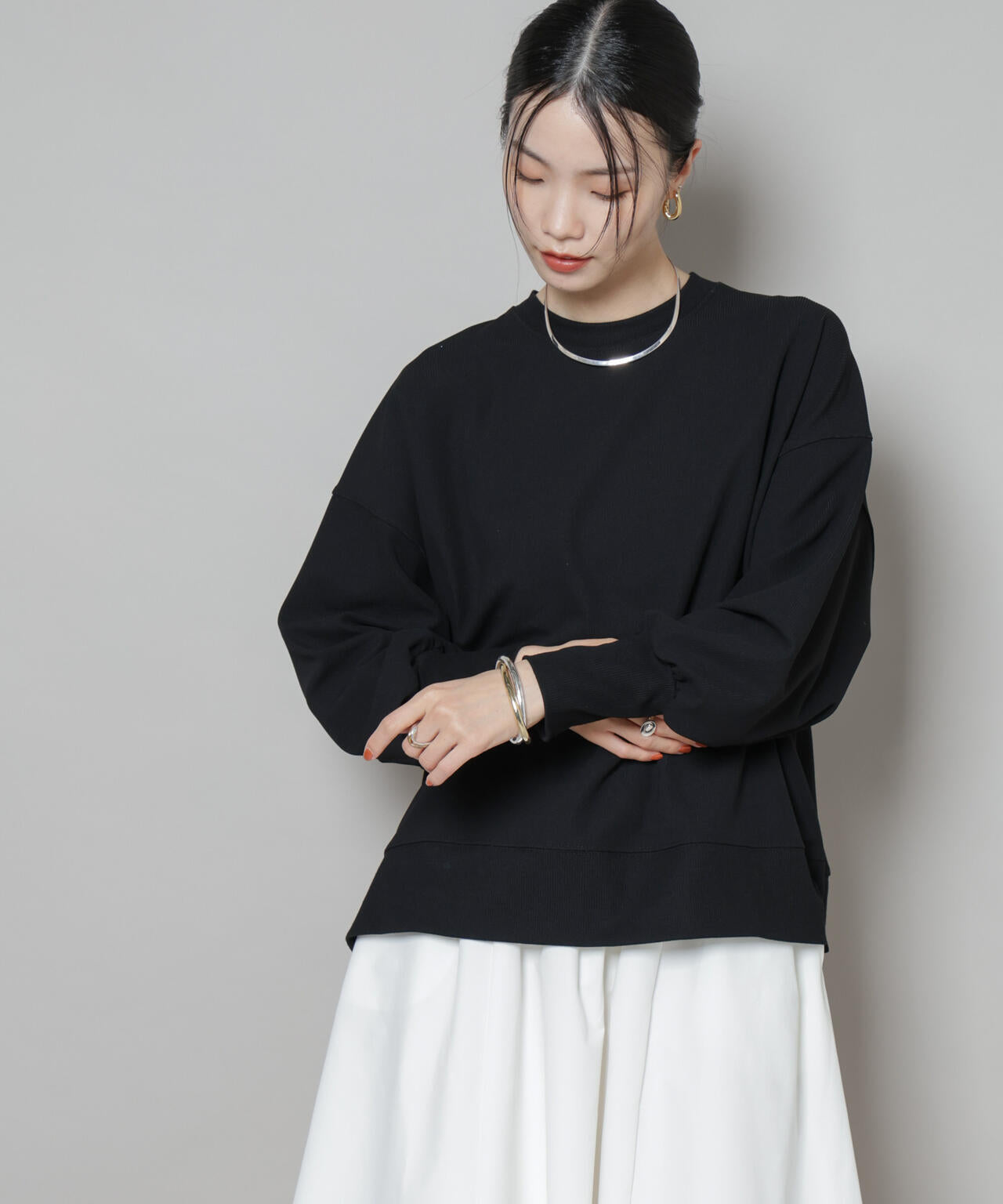 サカリバカットワイドクルーネックトップス(セットアップ可)