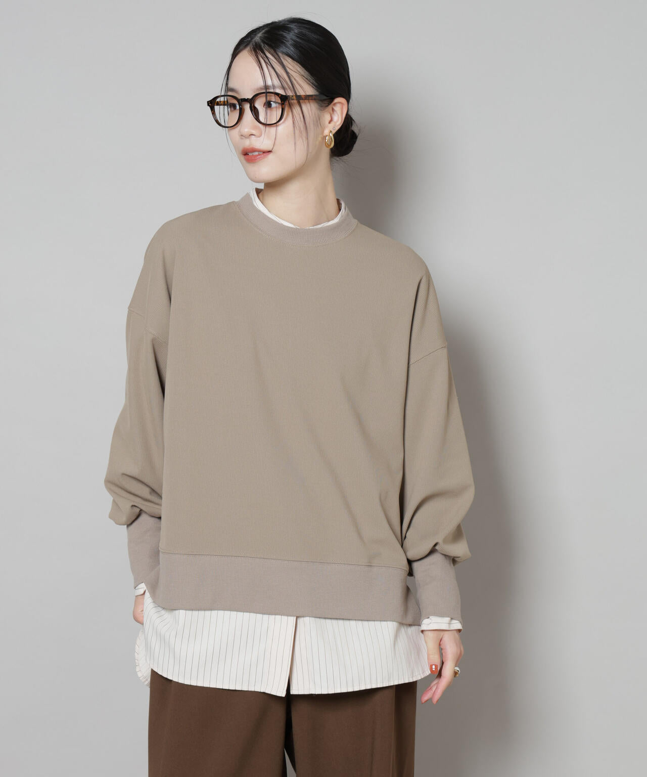 サカリバカットワイドクルーネックトップス(セットアップ可)