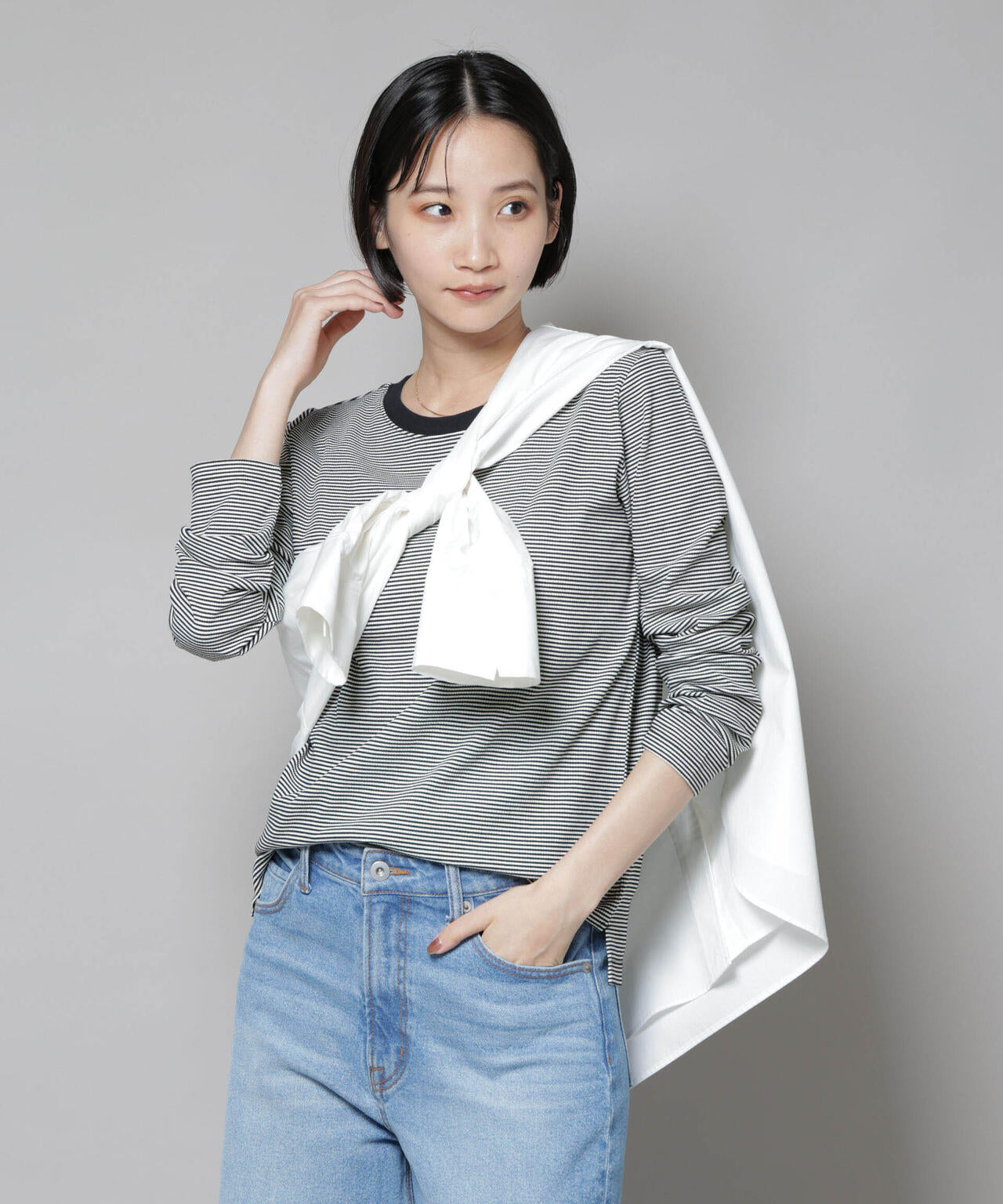 ミジンボーダーロングスリーブTシャツ