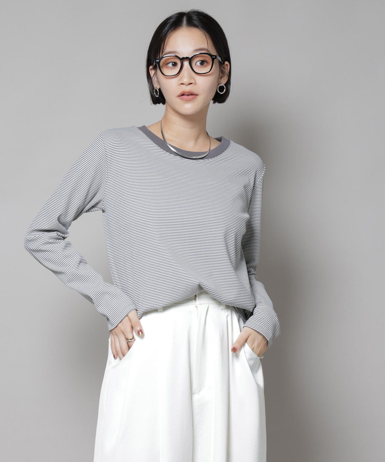 ミジンボーダーロングスリーブTシャツ