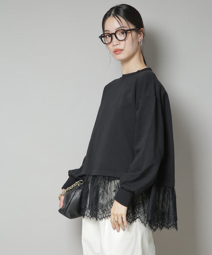 裾レースコンビペプラムカットトップス