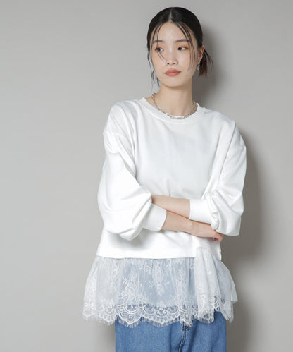 裾レースコンビペプラムカットトップス