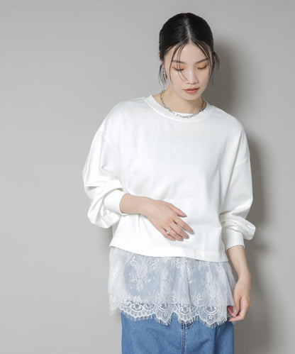 裾レースコンビペプラムカットトップス