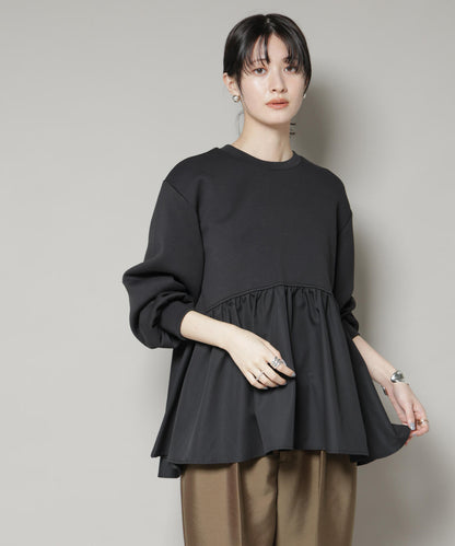 布帛コンビペプラムカットトップス