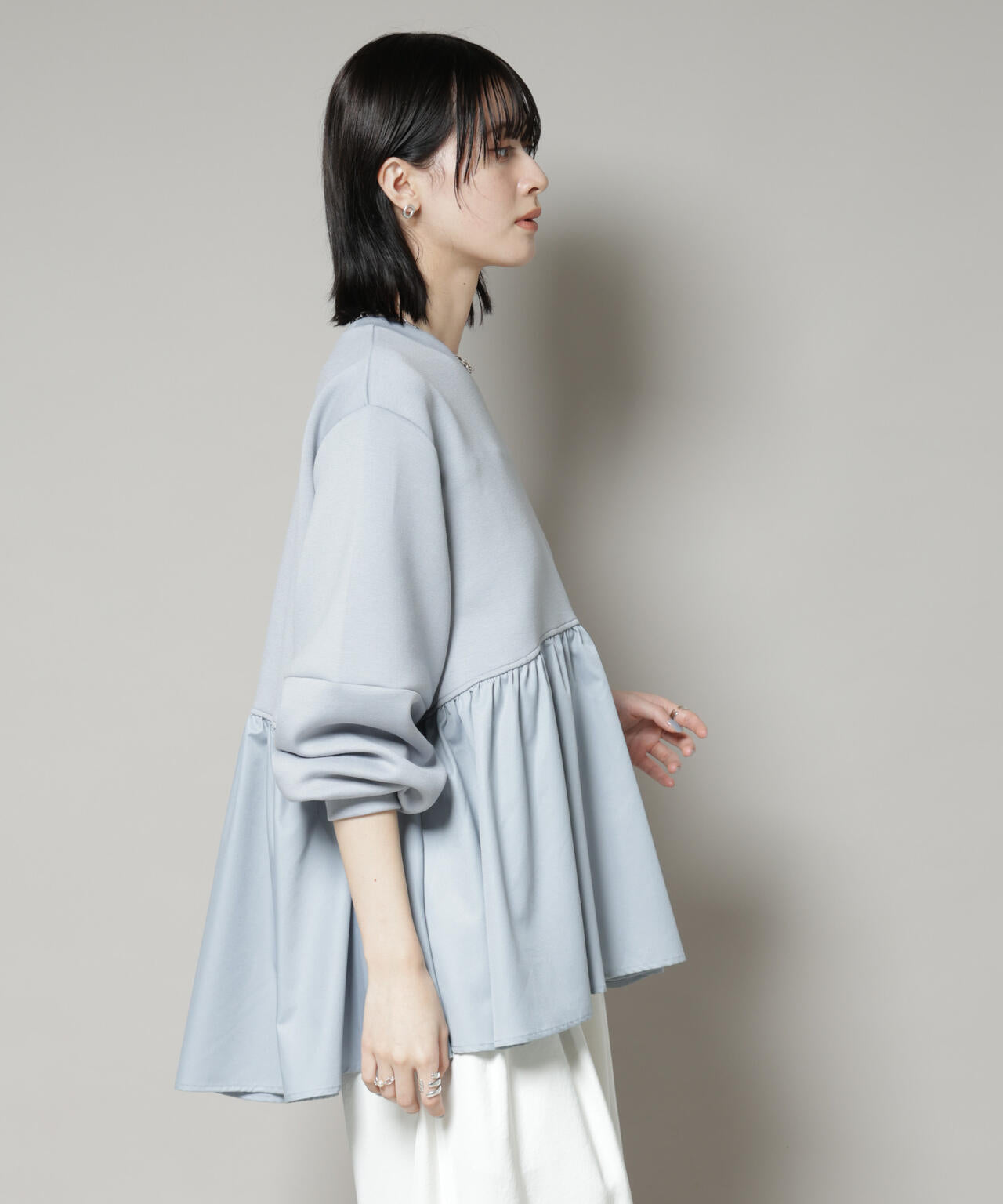 布帛コンビペプラムカットトップス