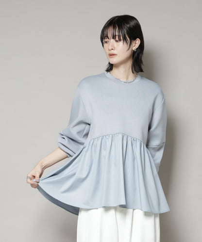 布帛コンビペプラムカットトップス