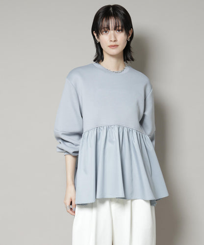 布帛コンビペプラムカットトップス