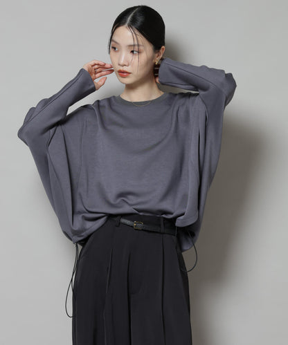 ドルマンスリーブバックドロストヘムカットプルオーバー