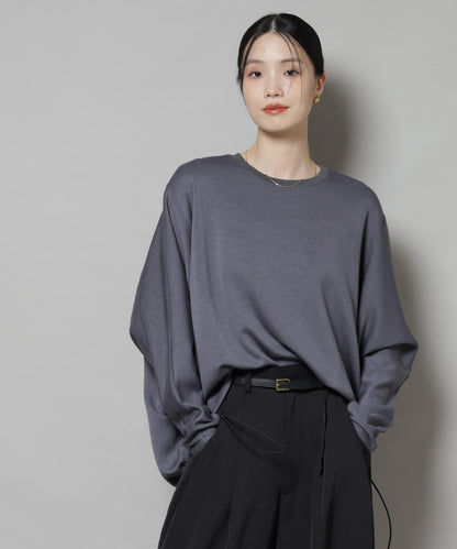 ドルマンスリーブバックドロストヘムカットプルオーバー