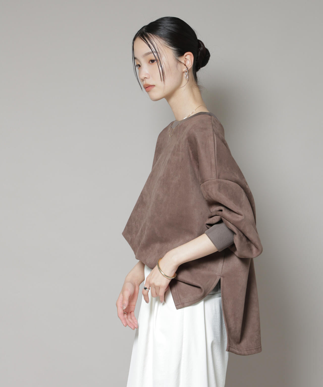 カットスエードサイドスリットワイドプルオーバー(セットアップ可)