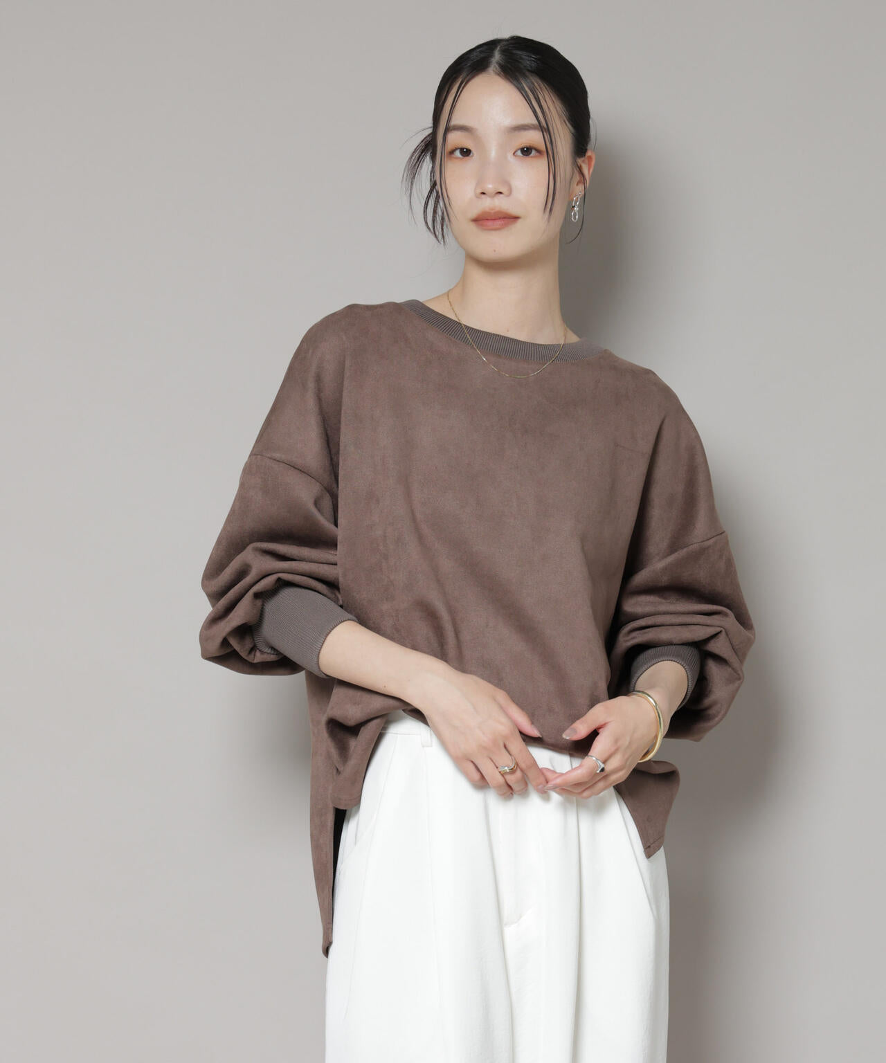 カットスエードサイドスリットワイドプルオーバー(セットアップ可)