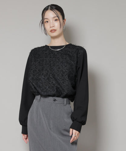 フロントシャギーコンビカットトップス