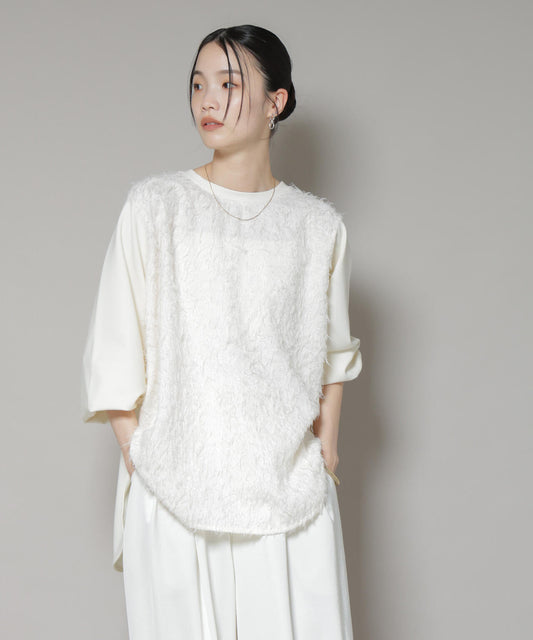 フロントシャギーコンビカットトップス