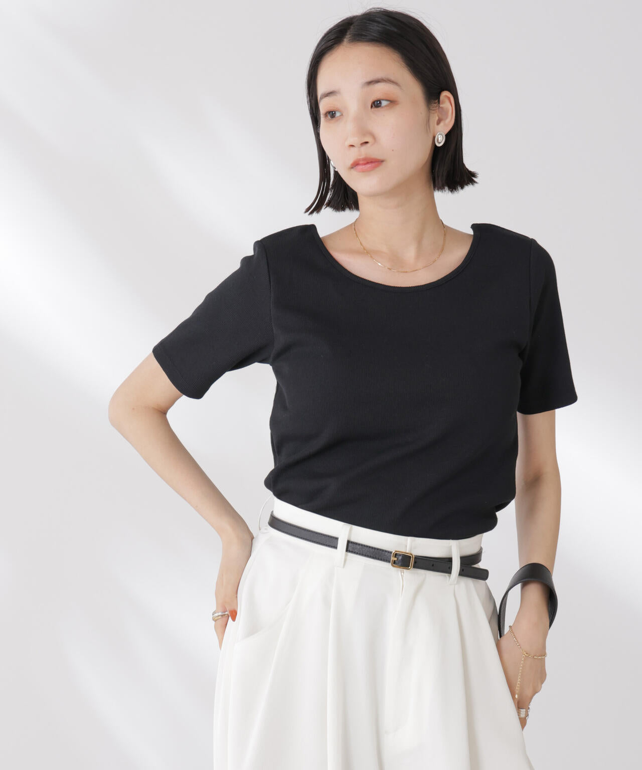 抗菌防臭・接触冷感機能 カップ付きクルーネックトップス