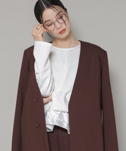 ダンボールカットサテンペプラムトップス