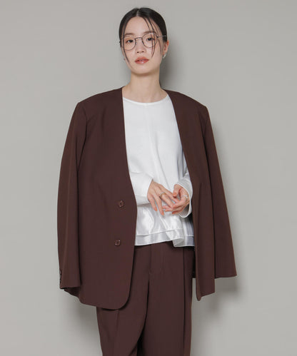 ダンボールカットサテンペプラムトップス