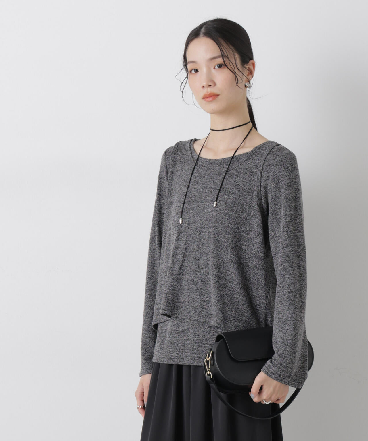 メランジカットレイヤードセットトップス