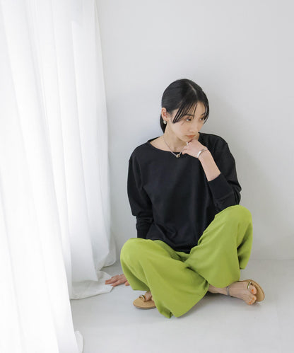 WEB限定/リブ付きれい見えジョーゼットカットソー