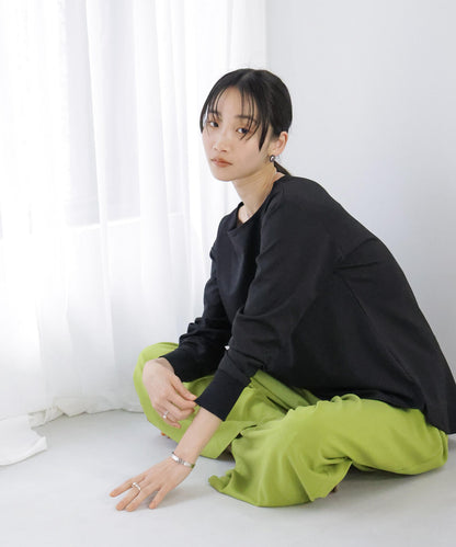 WEB限定/リブ付きれい見えジョーゼットカットソー